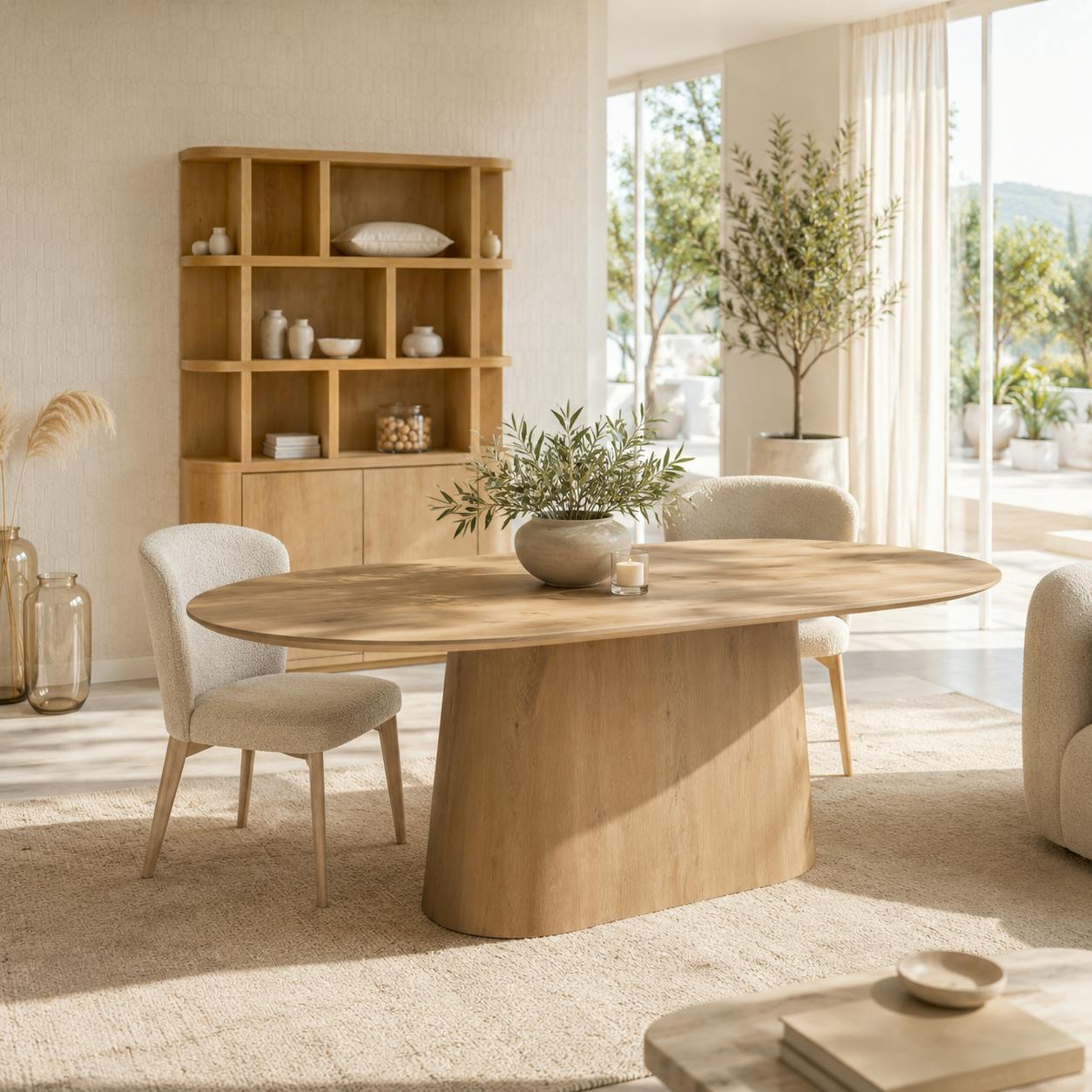Table à manger design ovale en chêne clair 230 cm LOREN