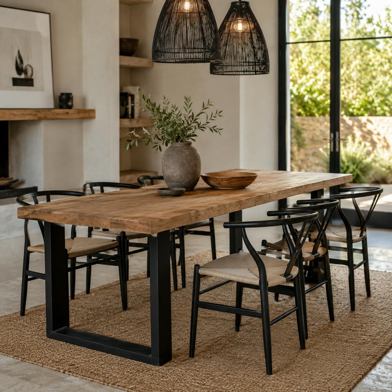 Table à manger en bois à pieds en U 240 cm FULTON