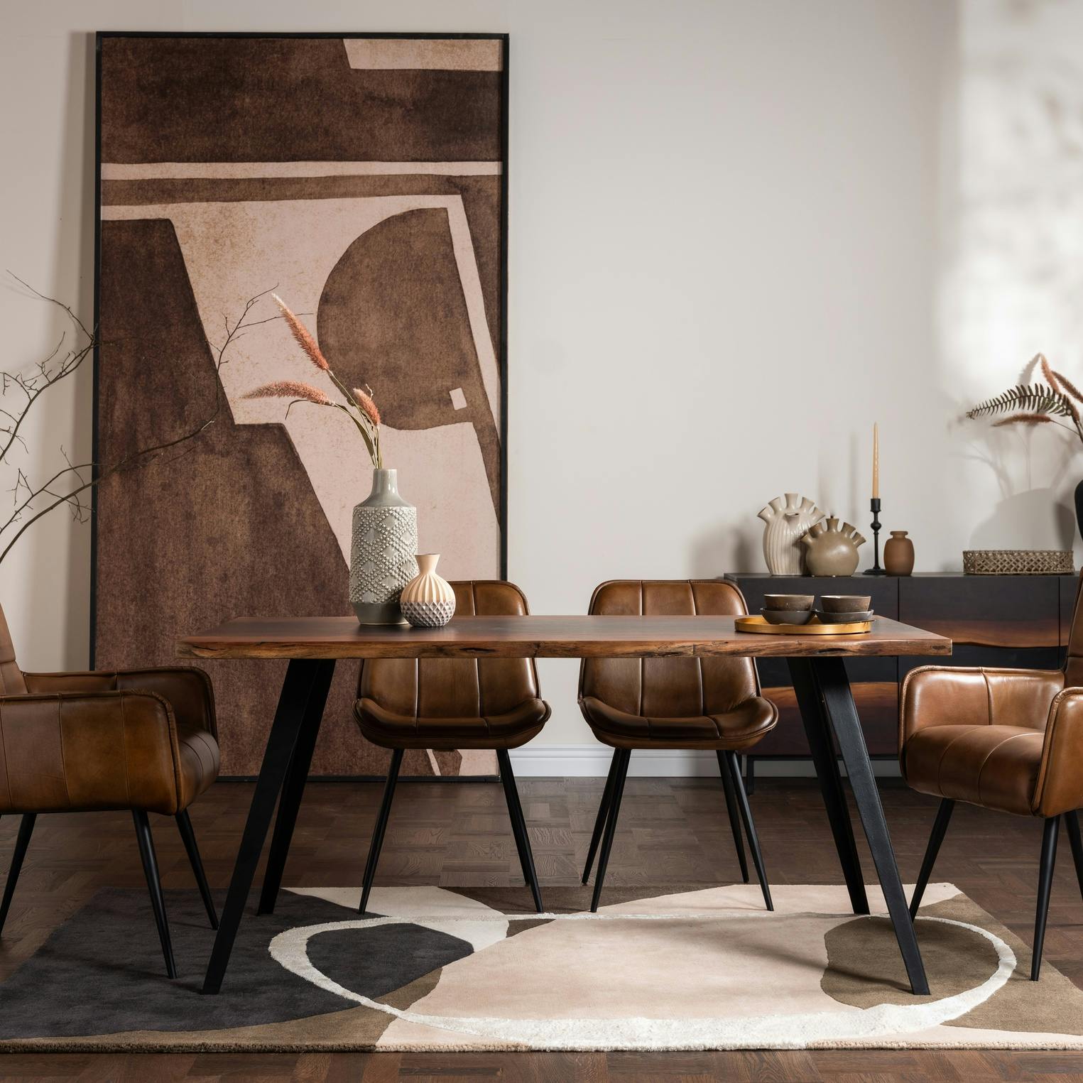 Table à manger en bois d'acacia avec bords naturels 160 cm BRERA