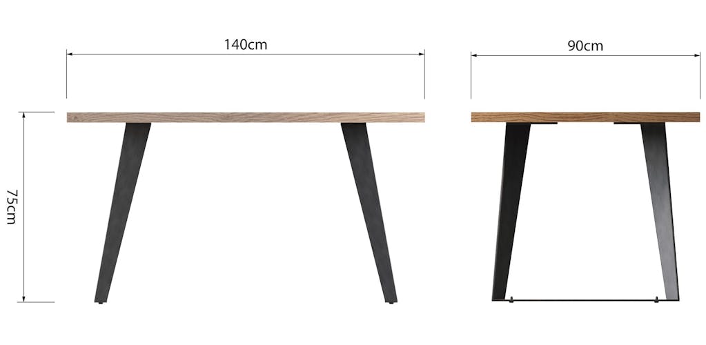 Table à manger en bois de chêne 140 cm PIANA