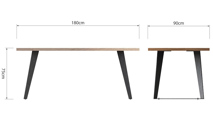Table à manger en bois de chêne 180 cm PIANA