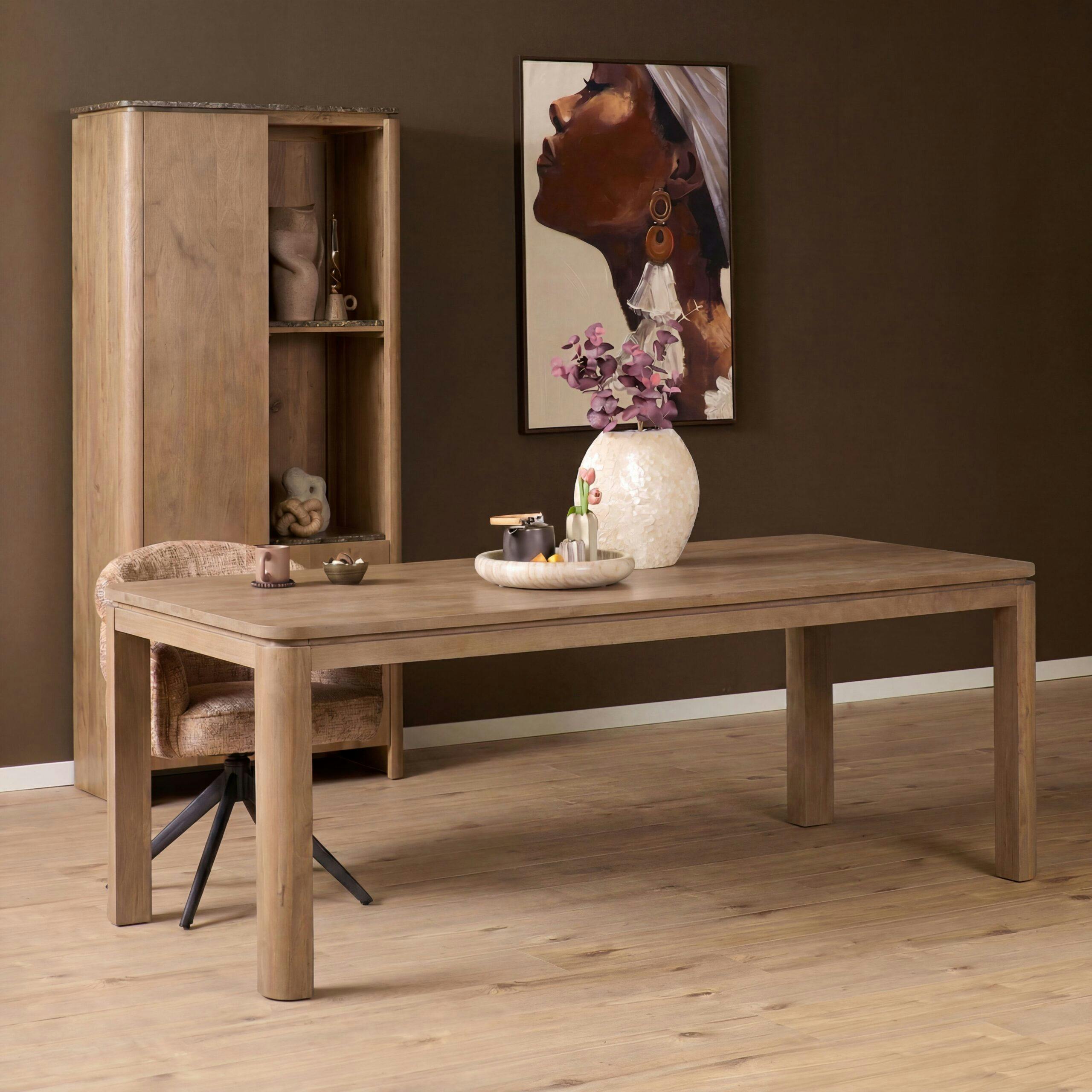 Table à manger en bois de manguier à pieds arrondis 240 cm KASO
