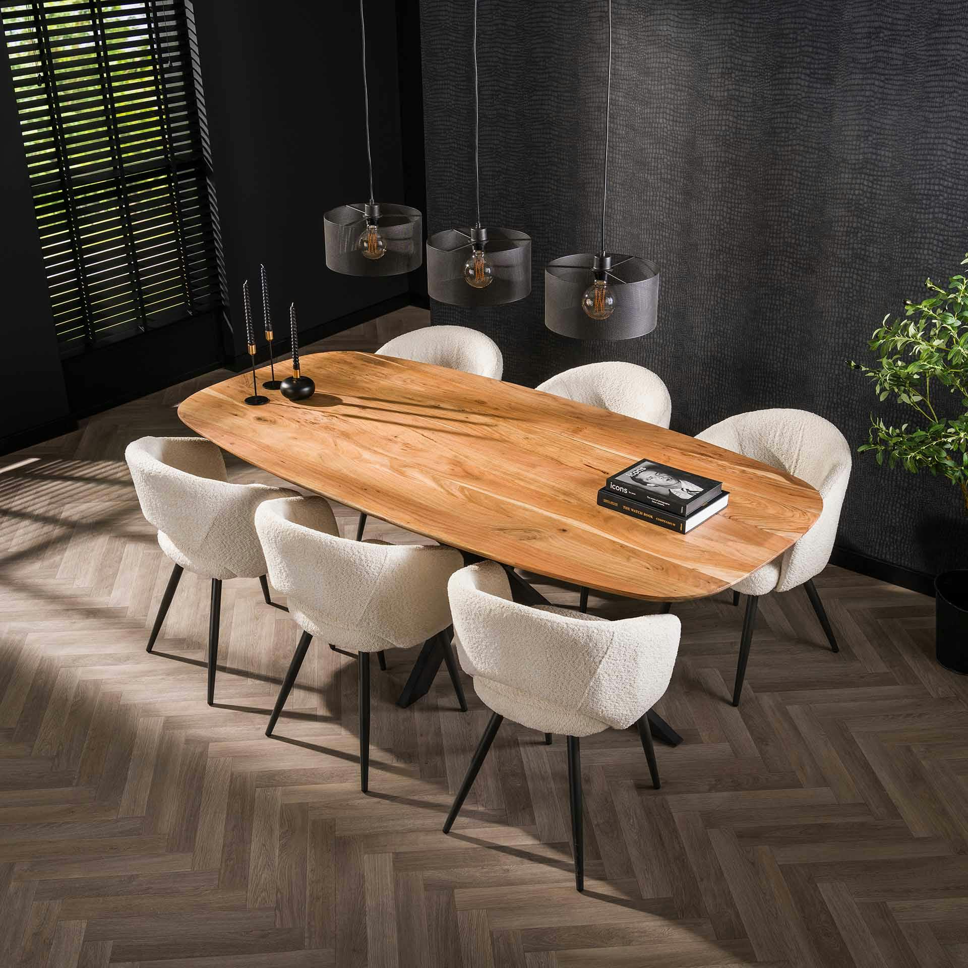 Table à manger en bois massif d'acacia avec bords arrondis 215 cm MELBOURNE