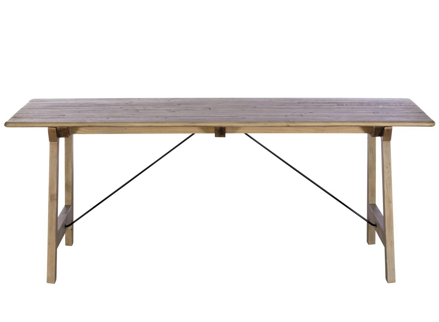 Table à manger en bois recyclé clair tréteaux 200 cm SALERNE