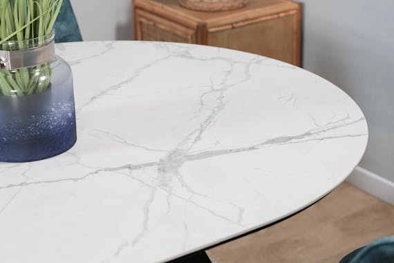 Table à manger en céramique blanche mate 200 cm BERGAME