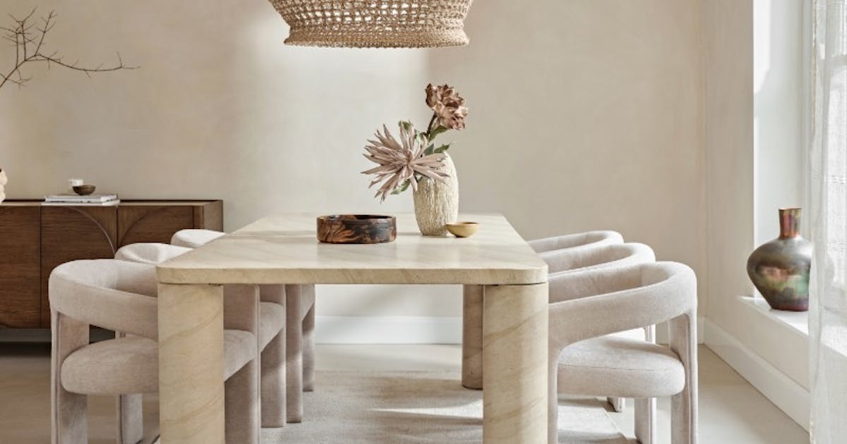 Table à manger en pierre forme organique 150 cm IDAHO | Tables à manger