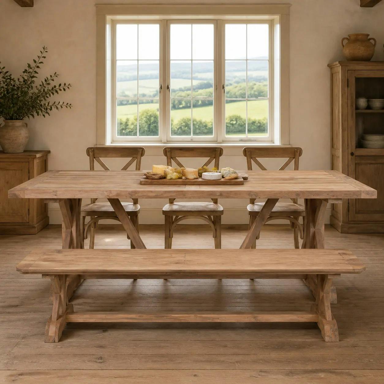 Table à manger en teck esprit campagne 240 cm BERRY