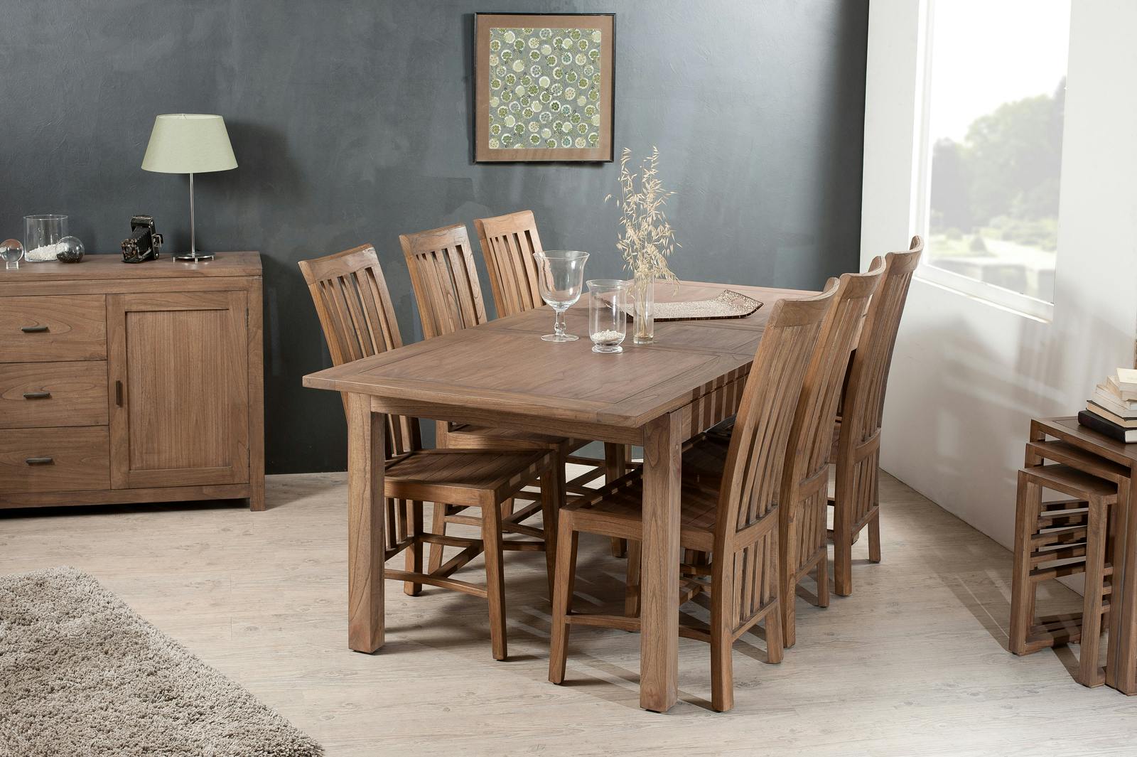 Table à manger exotique avec allonge 40cm   Long 160/200 X Larg 90CM LOUNA