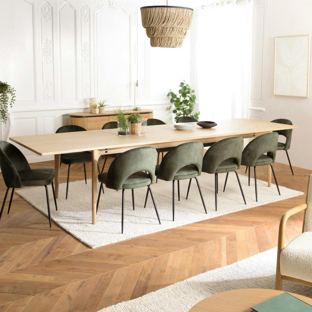 Table à manger ext. 250/350x100cm naturelle pieds chêne