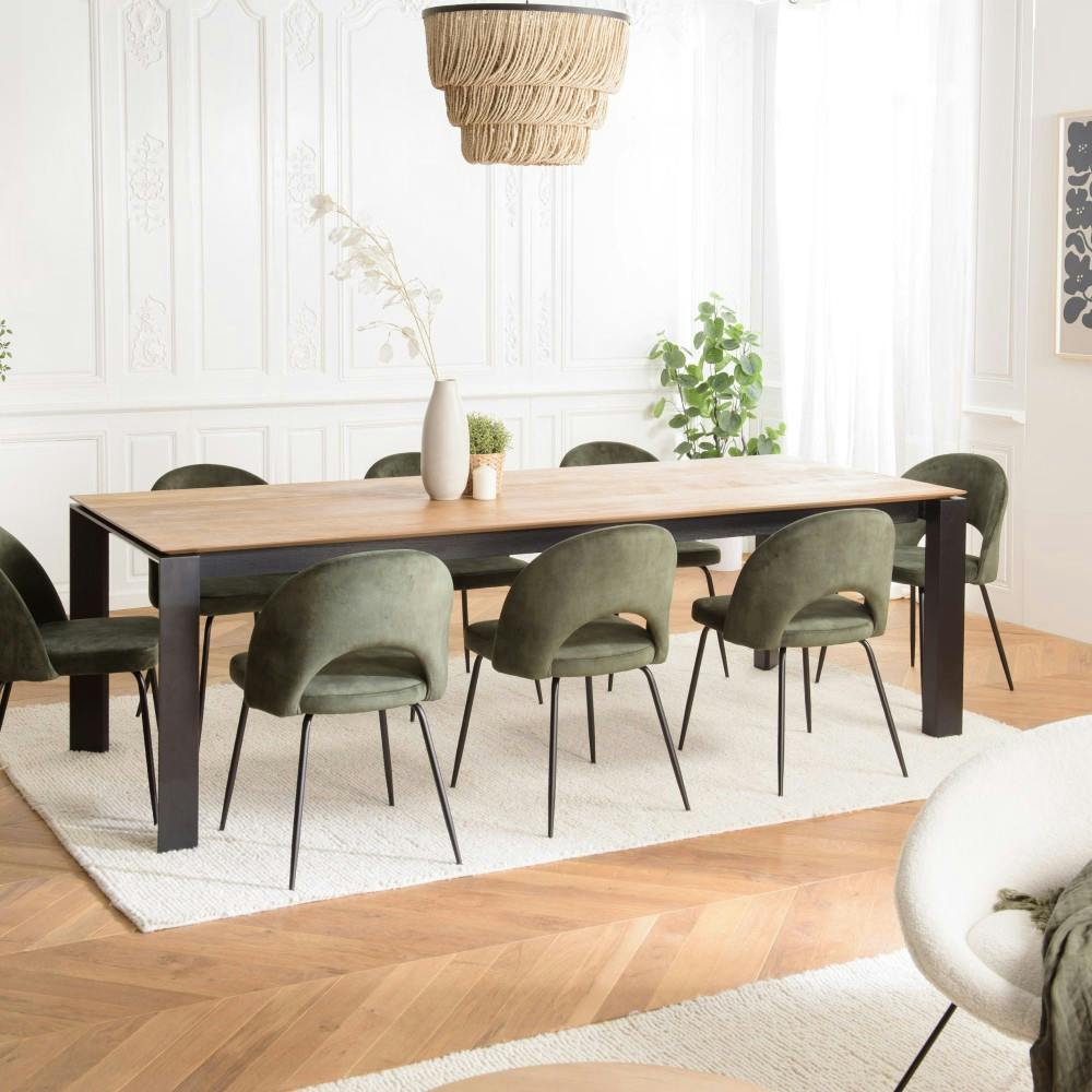 Table à manger ext. 250/350x100cm teck recyclé pieds métal PANAMA