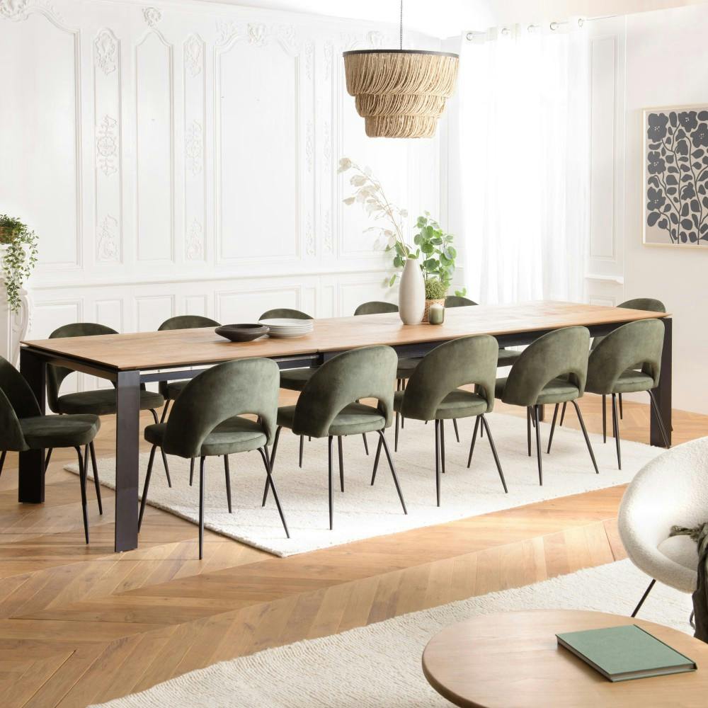 Table à manger ext. 250/350x100cm teck recyclé pieds métal PANAMA