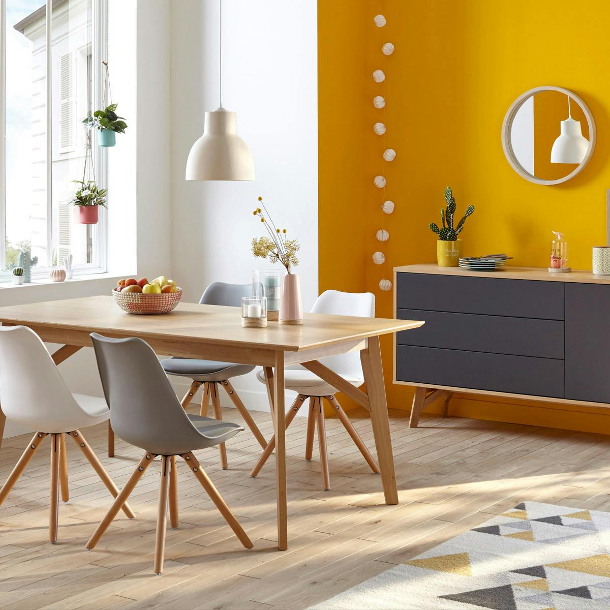 Table de repas rectangulaire extensible en bois de style contemporain