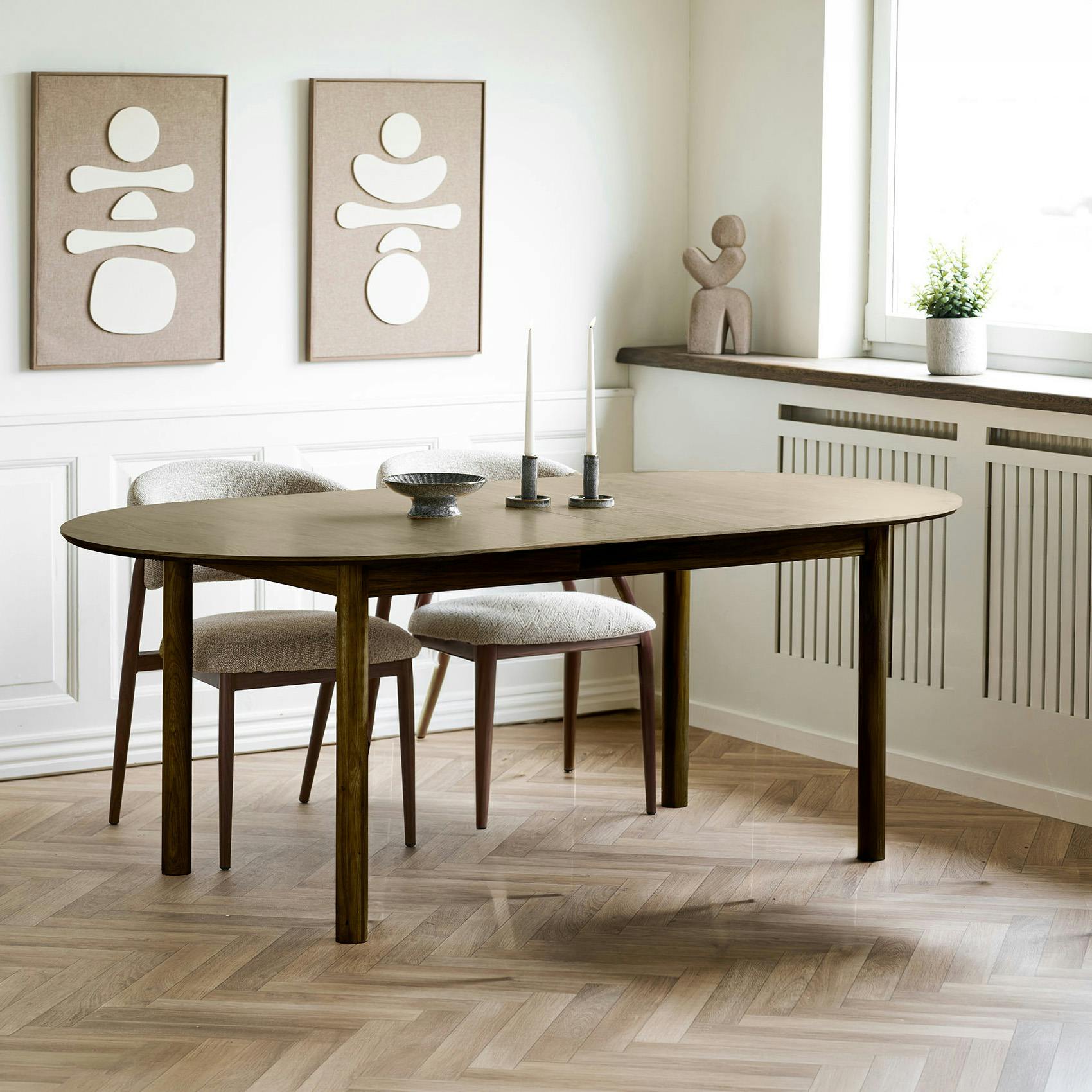 Table à manger extensible 200/250/300 cm placage chêne fumé KALKIE
