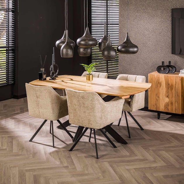 Table à manger extensible à bords ronds en bois d'acacia 175-275 cm MELBOURNE