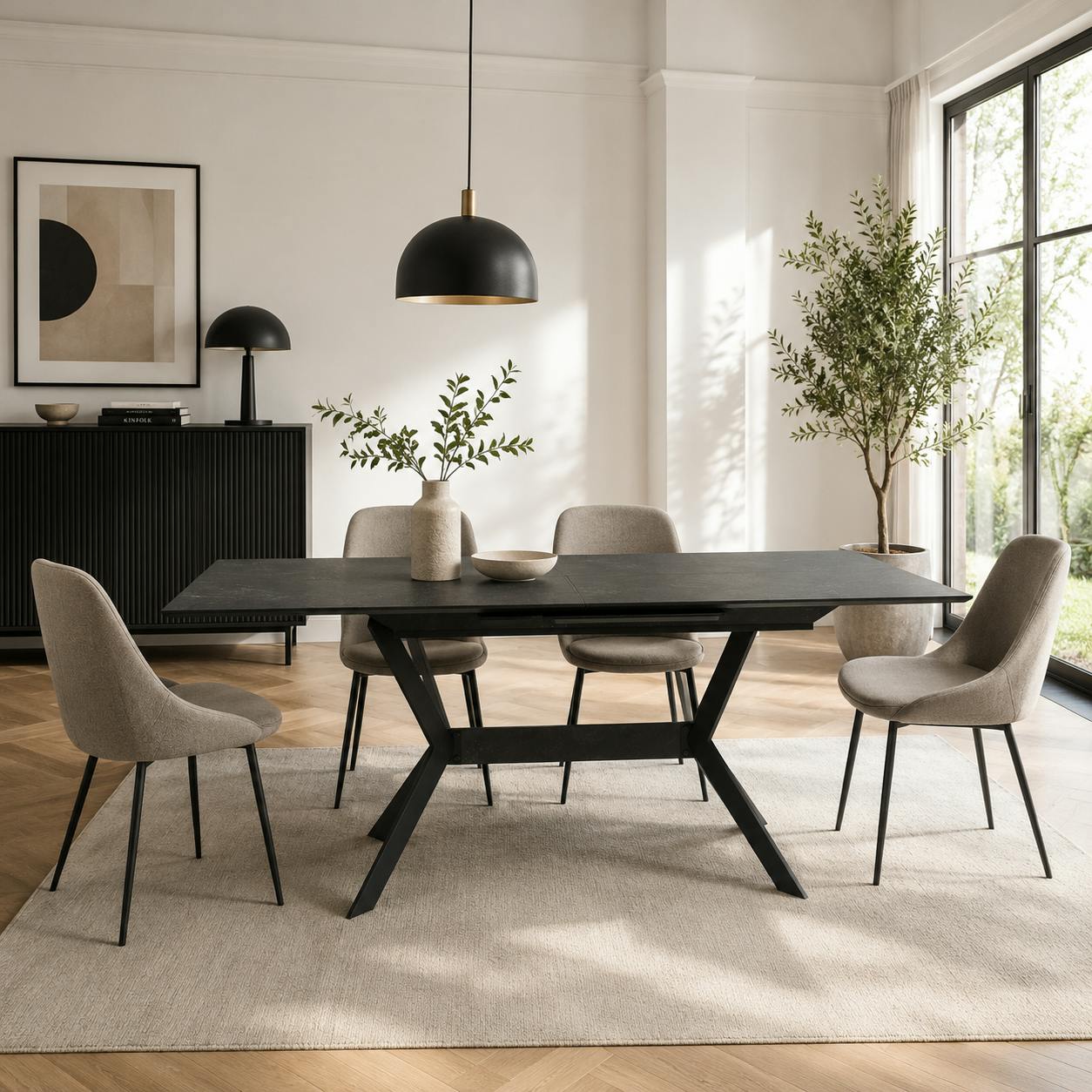 Table à manger extensible anthracite 160-200 cm ALVA
