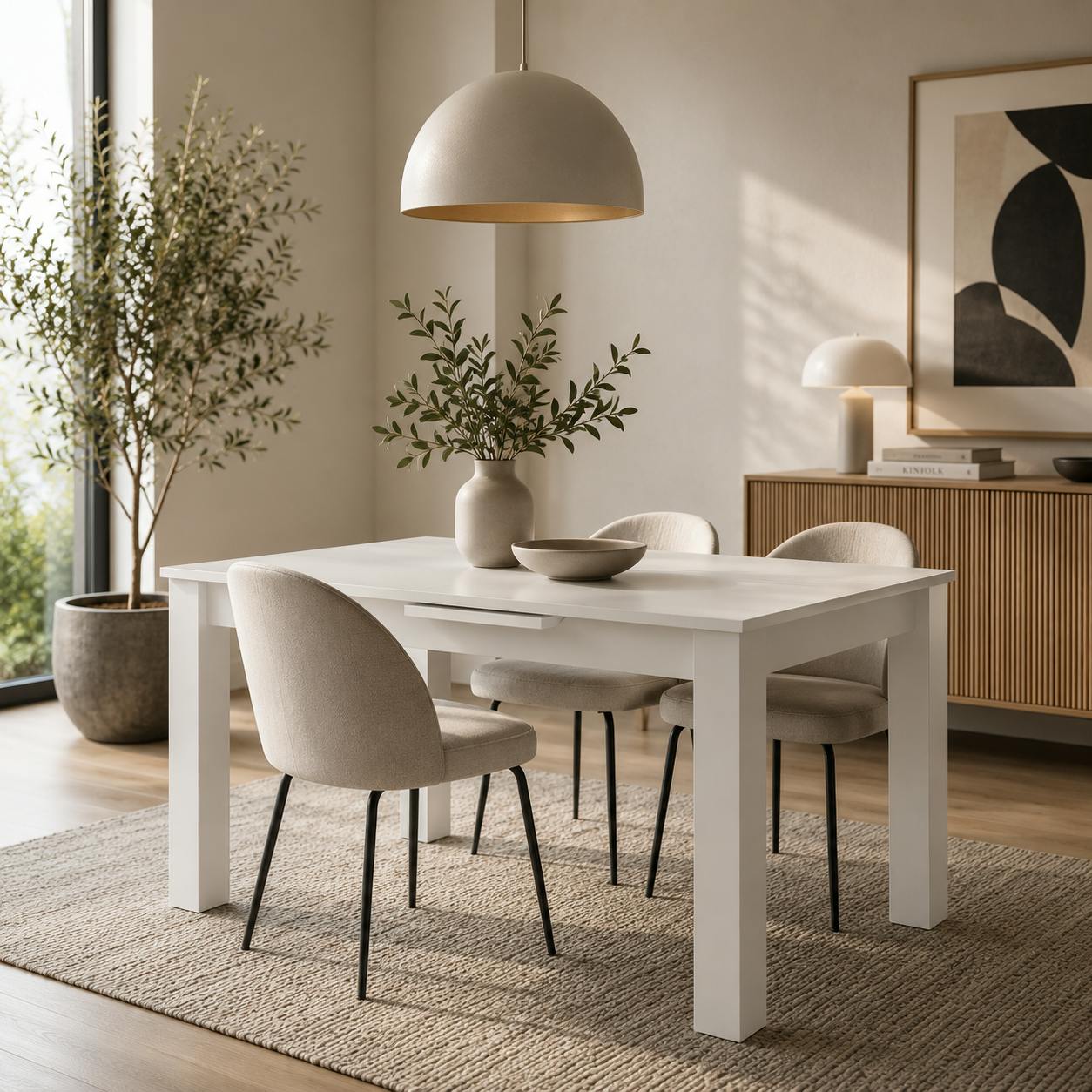 Table à manger extensible blanche 160-200 cm ALVA