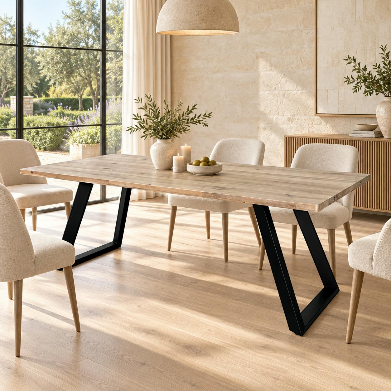 Table à manger extensible bois blanchi 200 cm COSTENTA