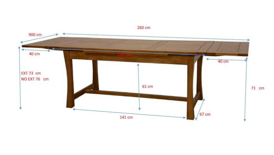 Table à manger extensible bois massif style colonial 180-260 MAORI