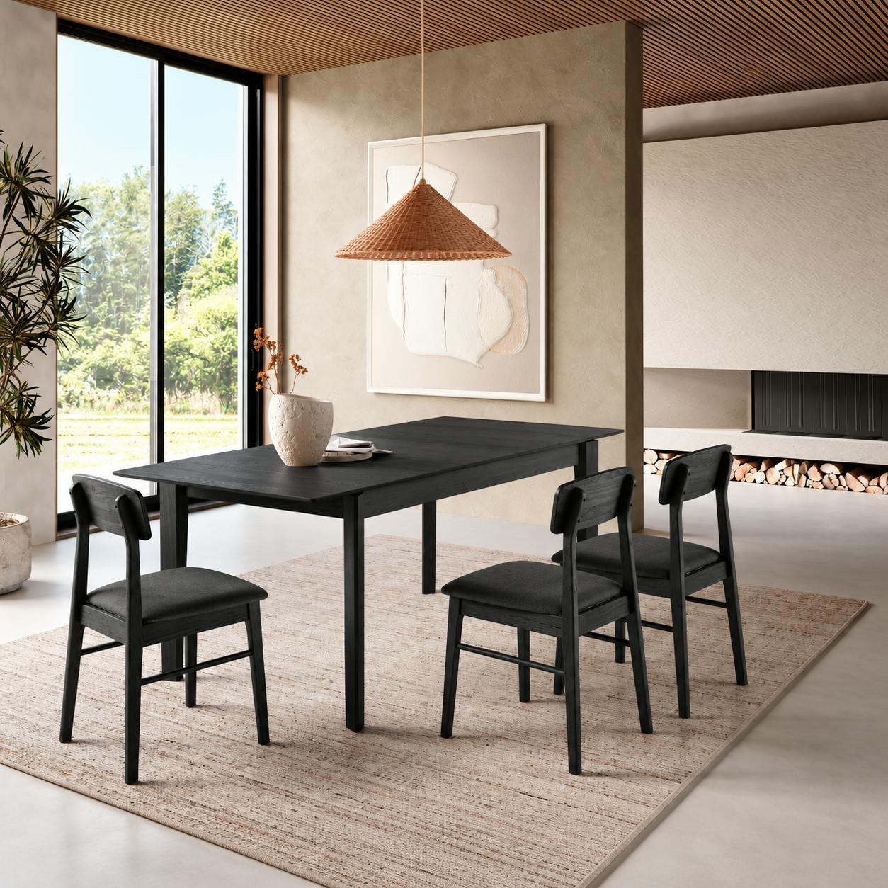 Table à manger extensible bois noir 160-200 cm ORBE