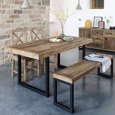  Table à manger extensible bois recyclé 140-180 BRISBANE