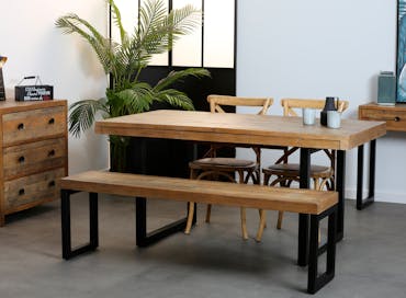  Table de repas extensible bois recycle et metal style industriel