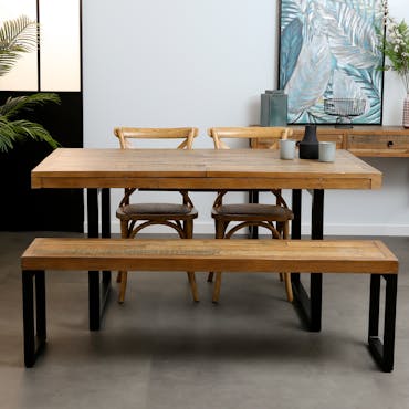  Table de repas extensible bois recycle et metal style industriel