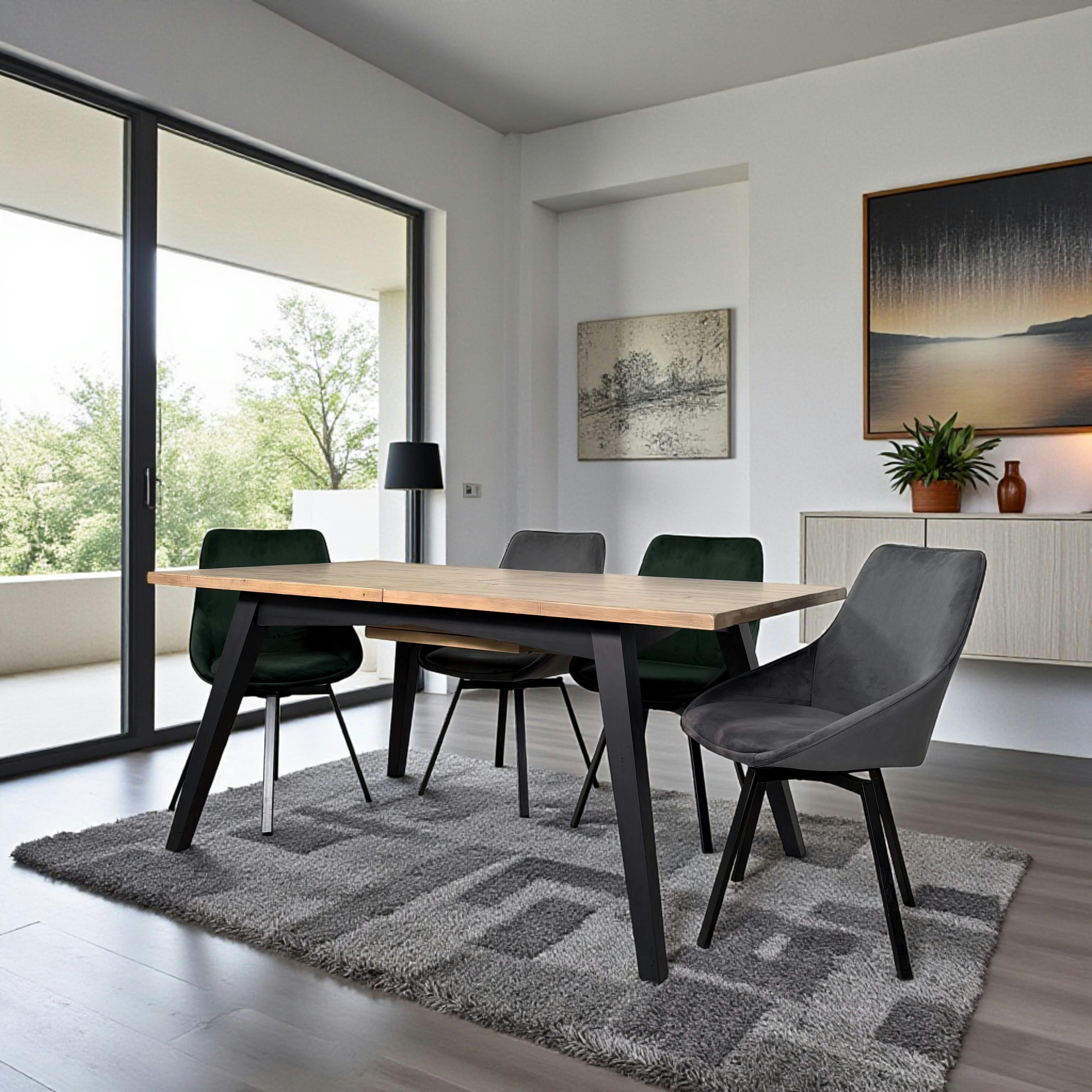 Table de repas extensible bois recycle FSC style campagne contemporaine