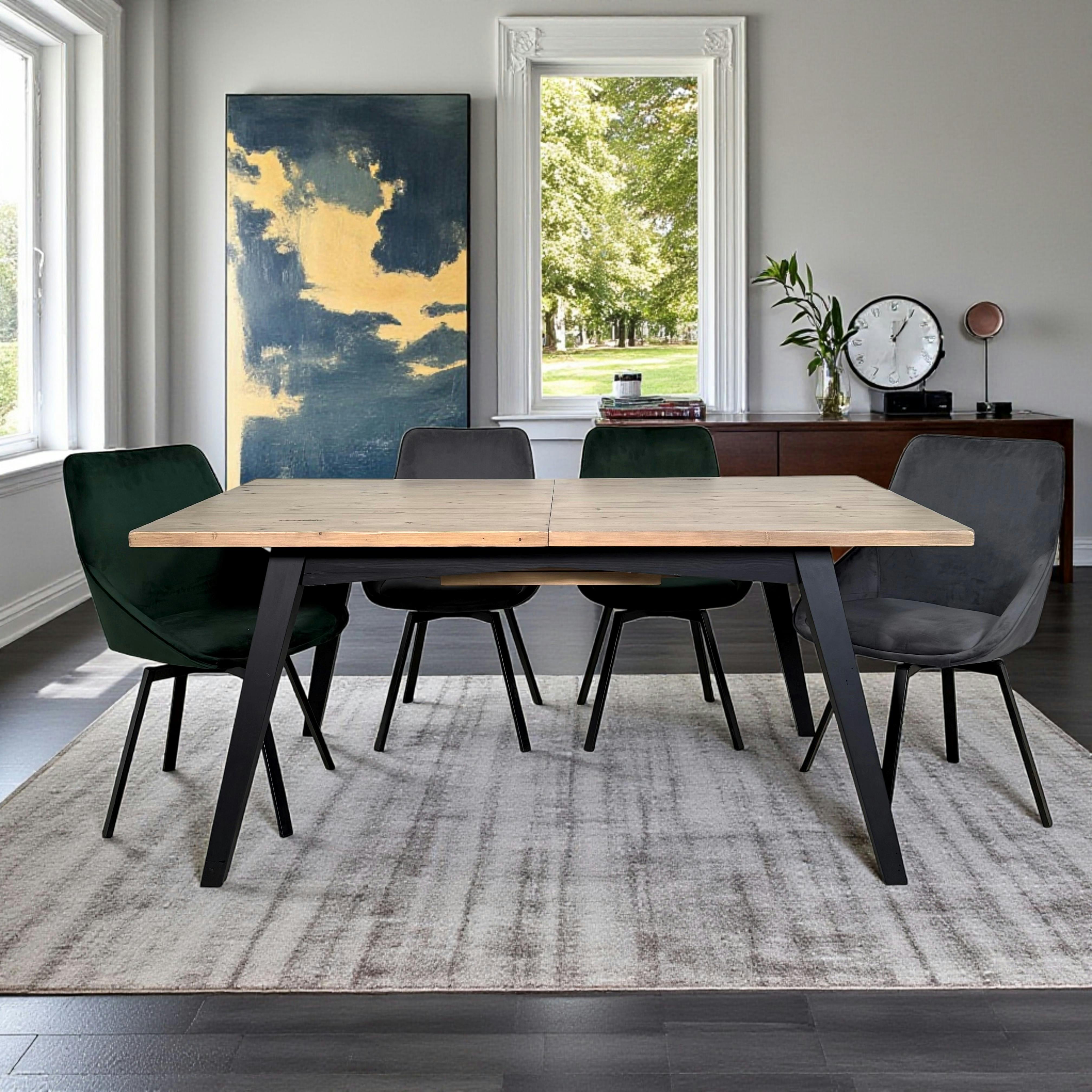 Table de repas extensible bois recycle FSC style campagne contemporaine