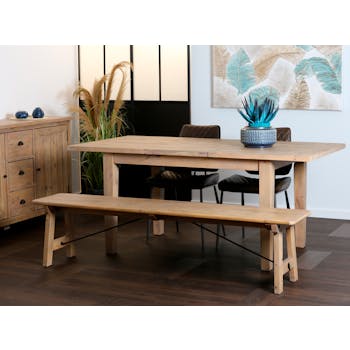 Table à manger extensible bois recyclé clair 140-180 SALERNE