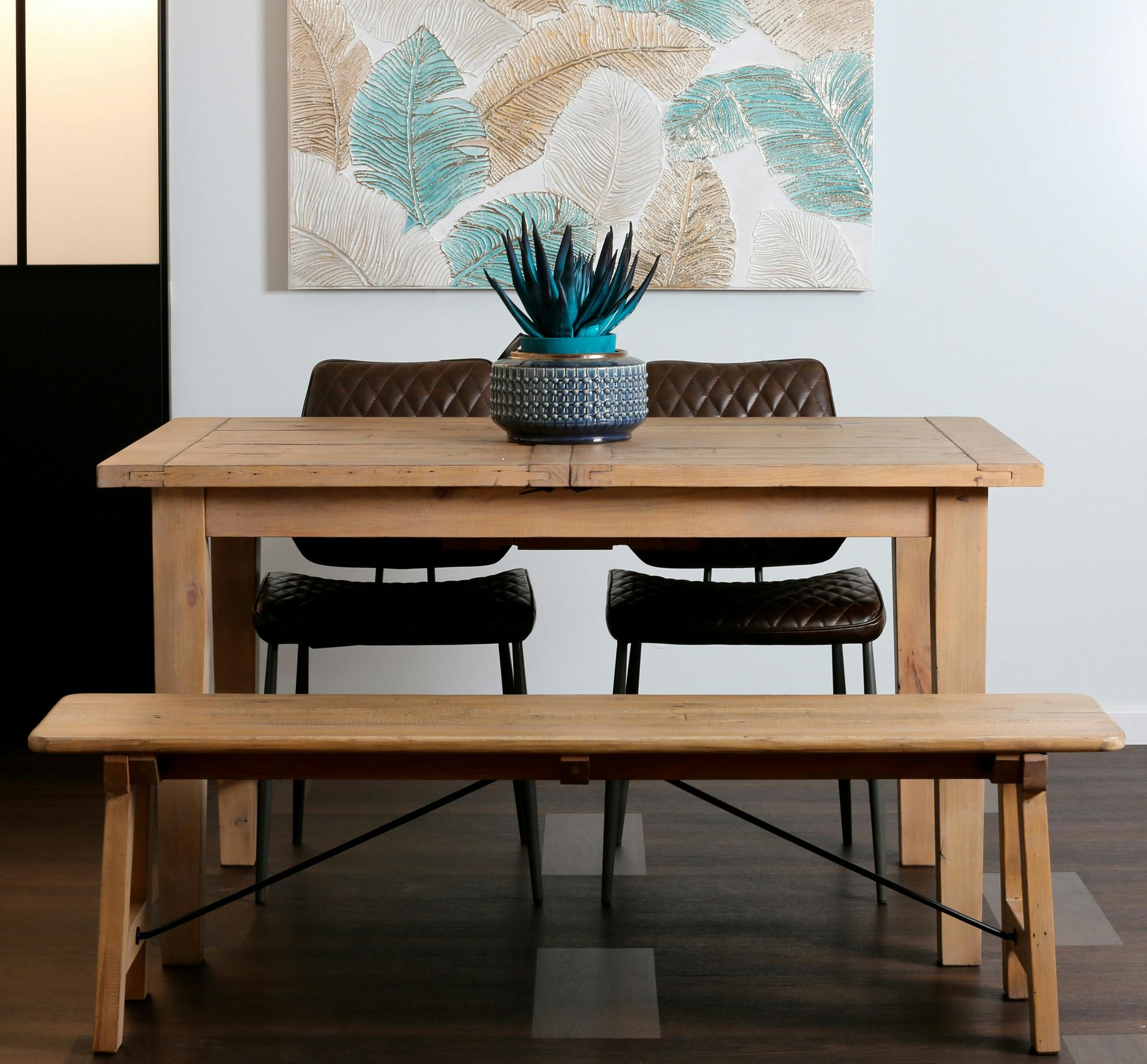 Table de repas extensible bois recycle FSC de style campagne