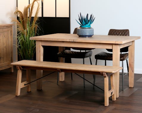 Table de repas extensible bois recycle FSC de style campagne