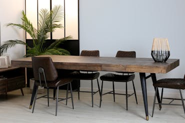  Table de repas style contemporain en bois recycle pieds metal