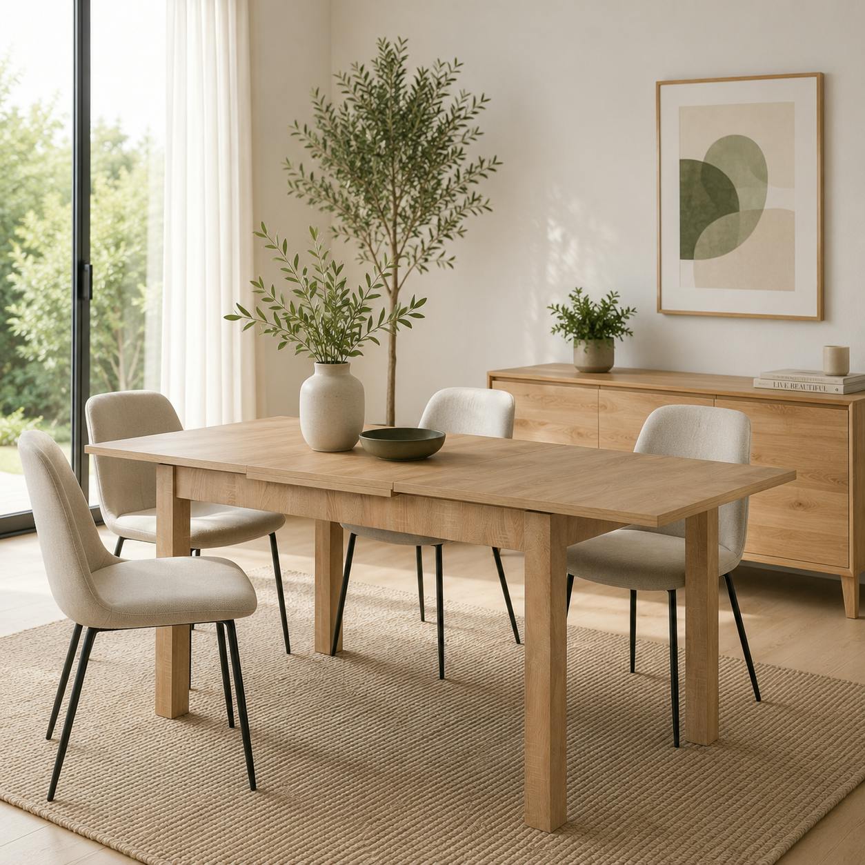 Table à manger extensible décor bois 120-200 cm ALVA