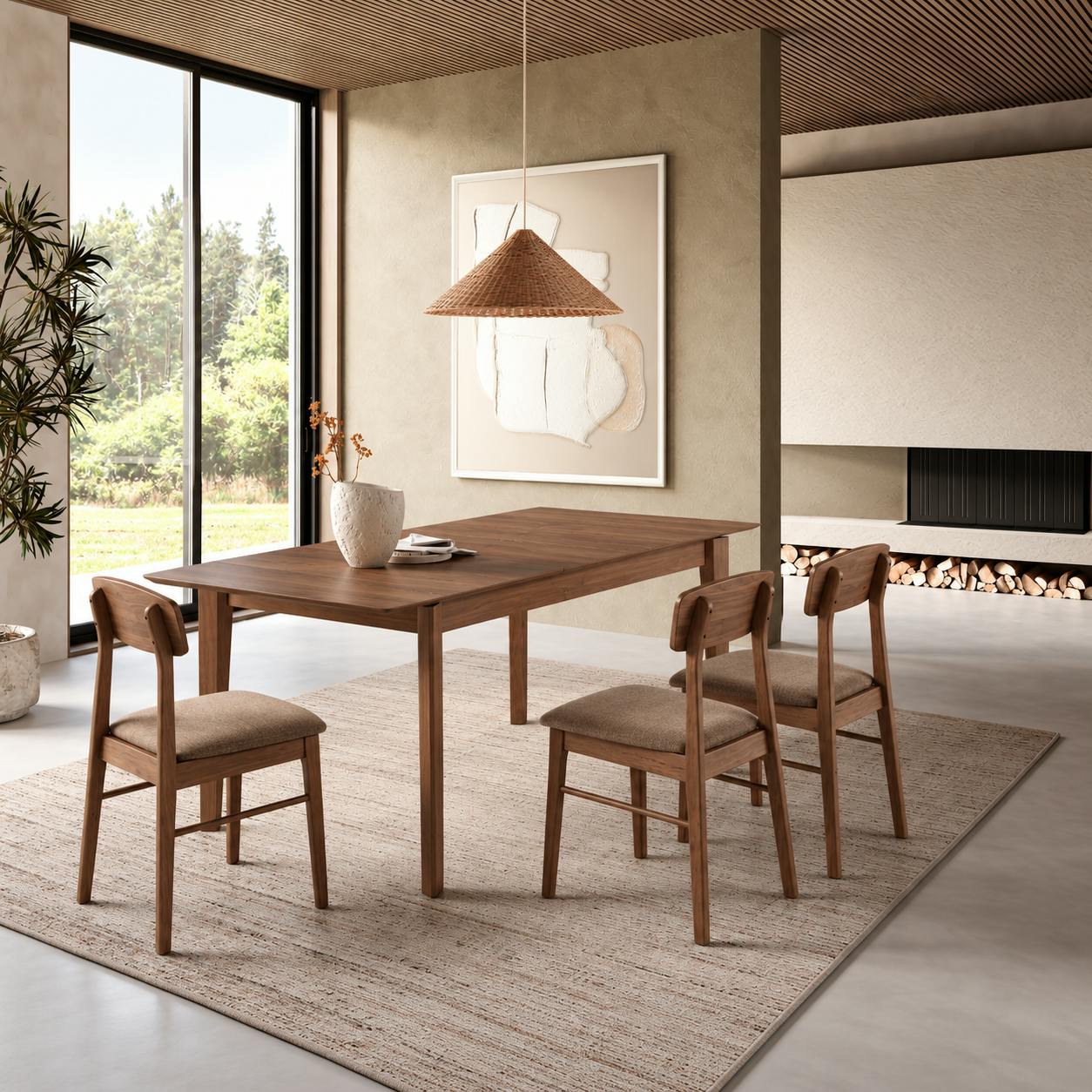 Table à manger extensible décor bois de noyer 160-200 cm ORBE