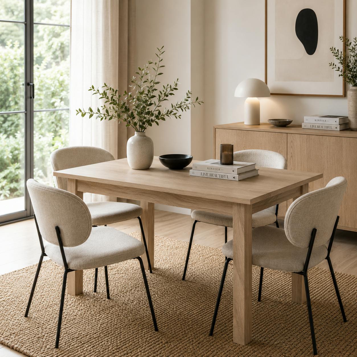 Table à manger extensible effet bois 120-160 cm ALVA