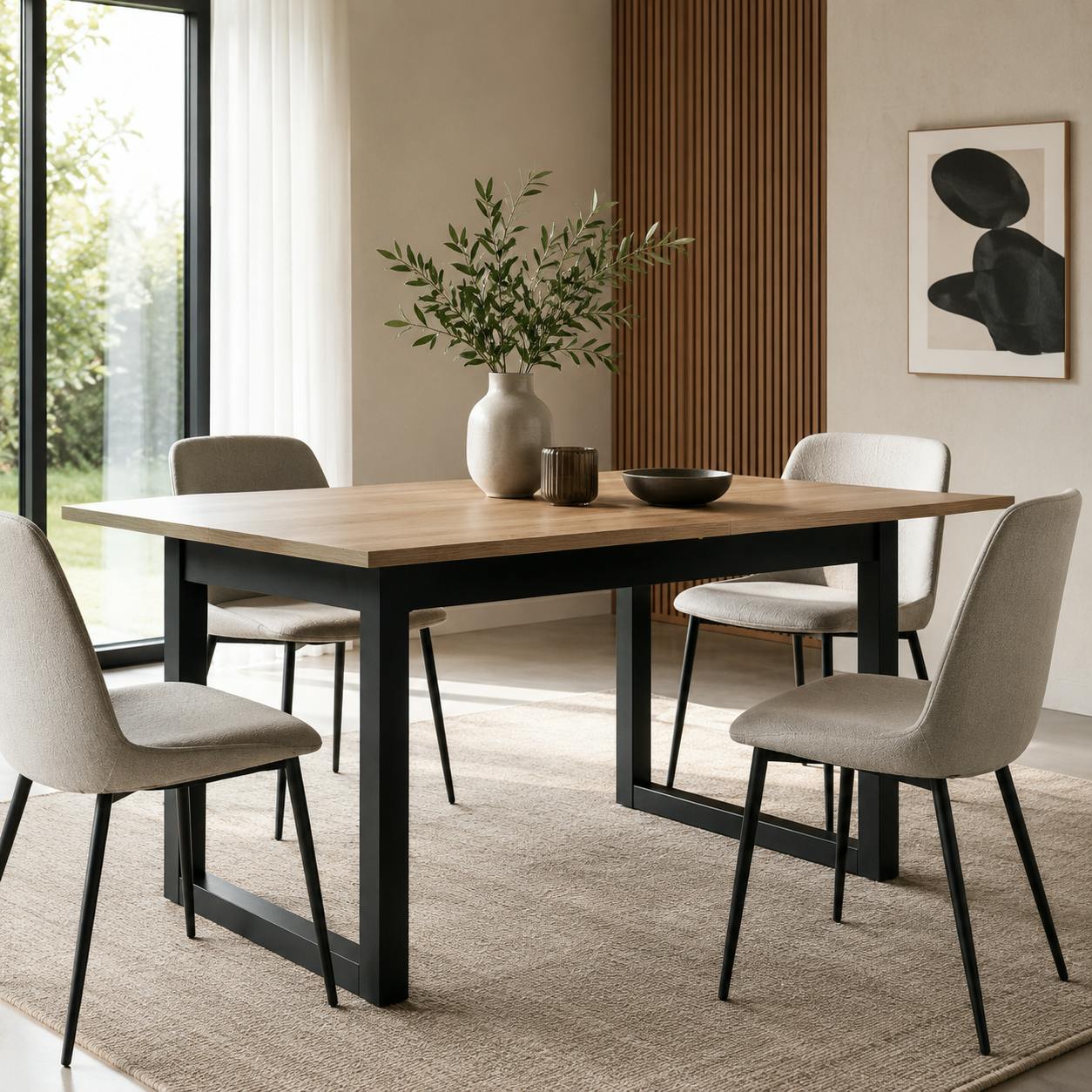 Table à manger extensible effet chêne grisé 160-200 cm ALVA