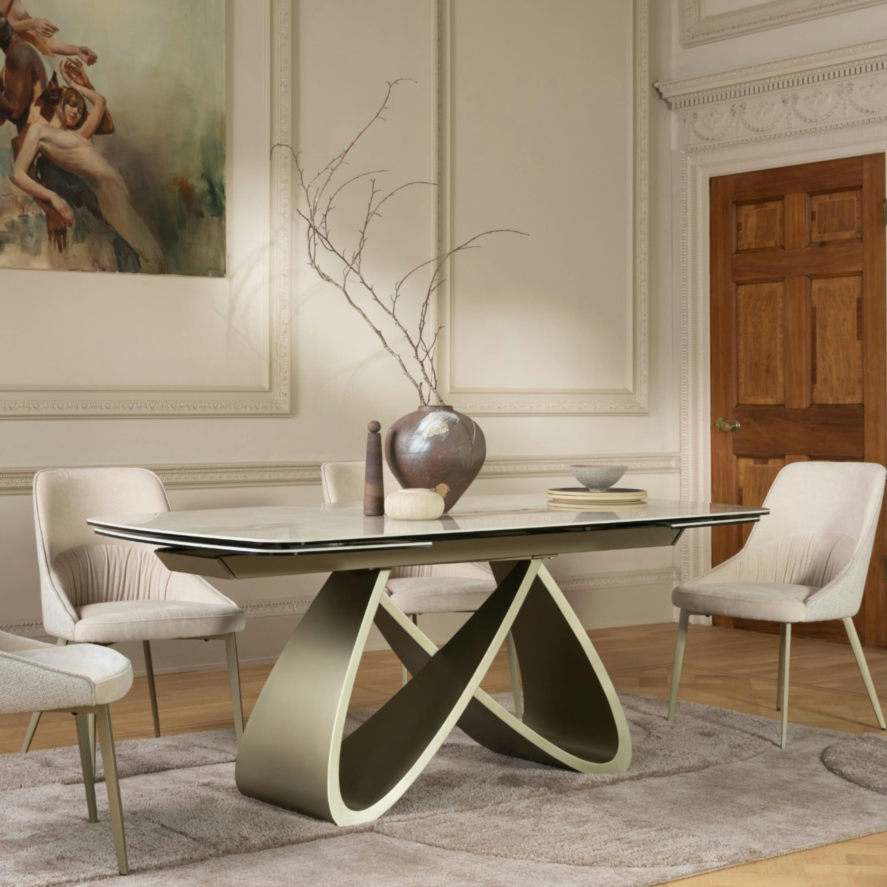 Table à manger extensible en céramique brillante 180-240 cm SYRA