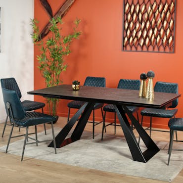 Table à manger extensible en céramique grise 180-280 LOMBARDIE