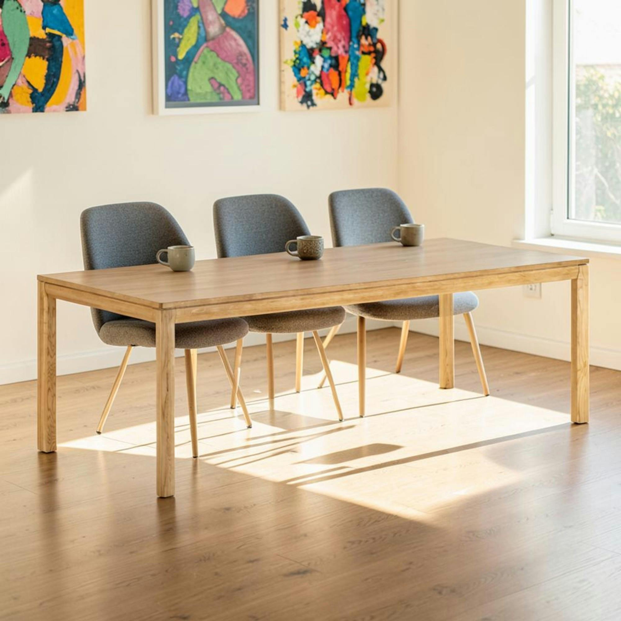 Table à manger extensible en chêne et stratifié 220/270/320 cm KALKIE