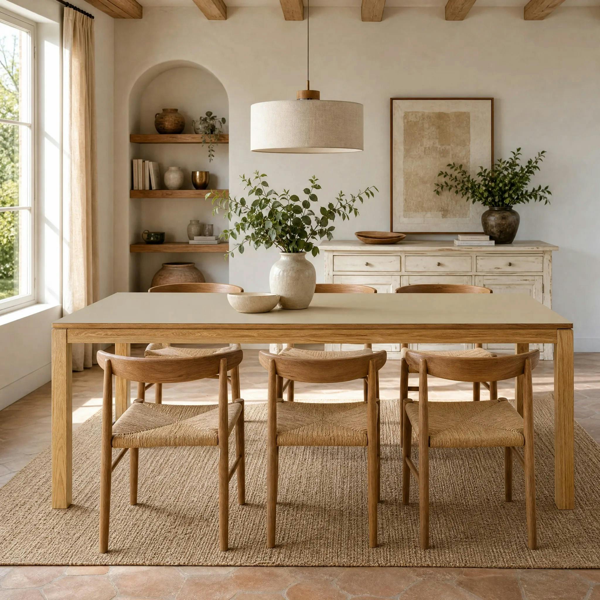 Table à manger extensible en chêne et stratifié 220/270/320 cm KALKIE