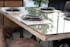 Table de repas en bois recycle et verre style industriel