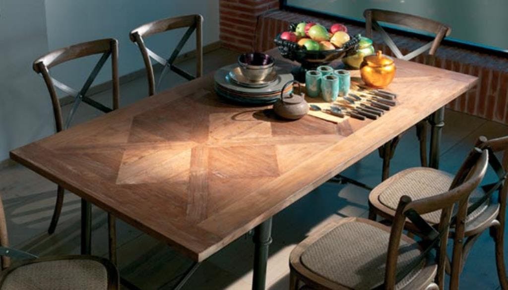 Table à manger Moderne 180cm Teck vieilli SORANE