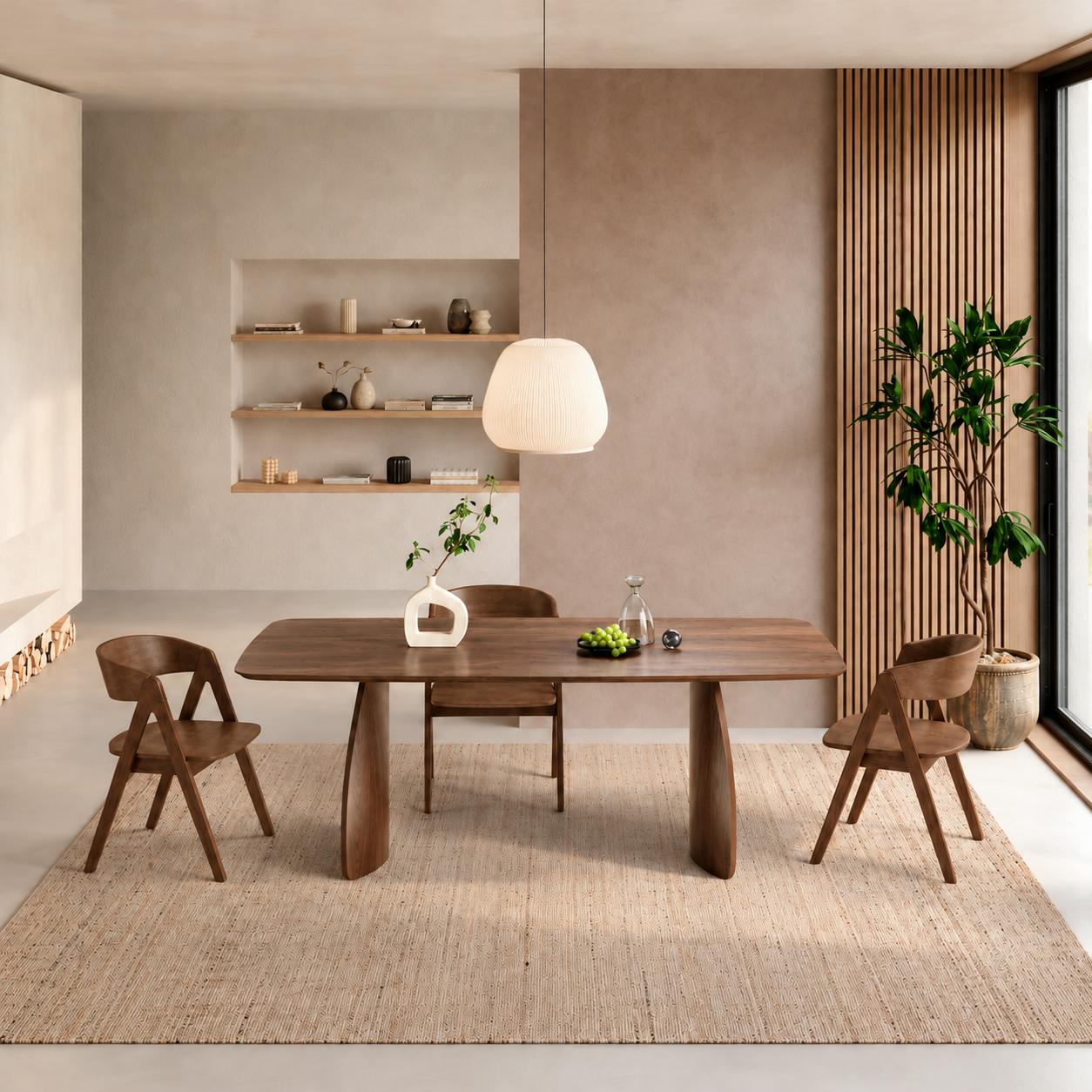 Table à manger moderne décor bois de noyer 210 cm ORBE
