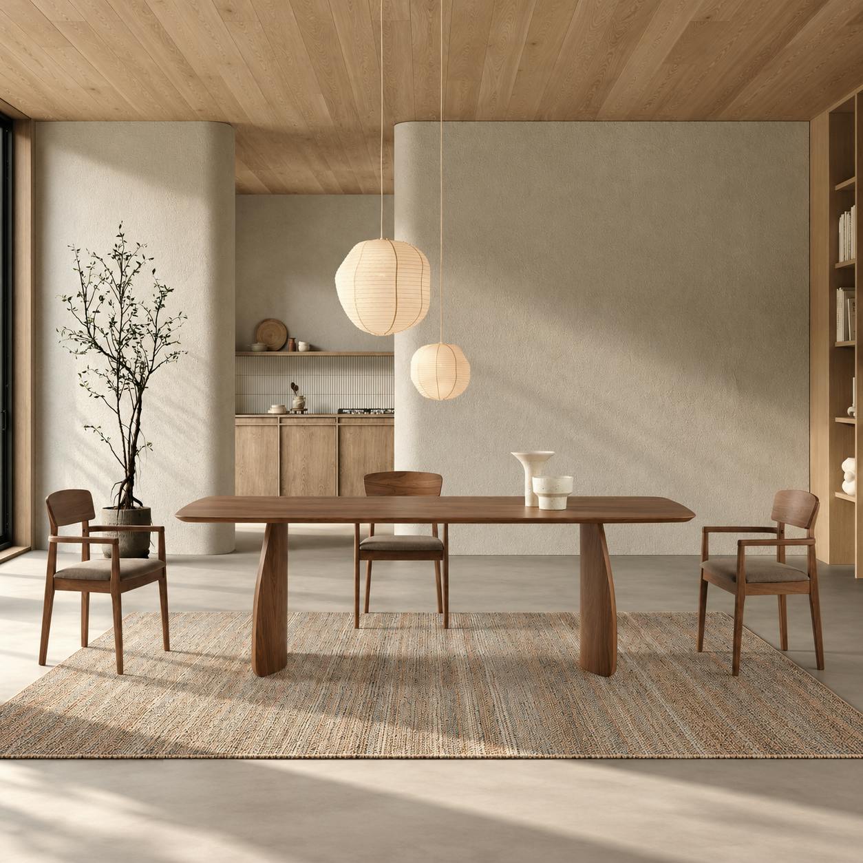 Table à manger moderne décor bois de noyer 240 cm ORBE