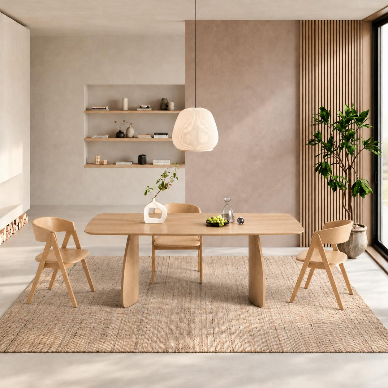 Table à manger moderne décor chêne clair 210 cm ORBE