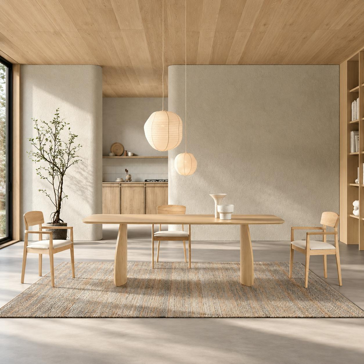 Table à manger moderne décor chêne clair 240 cm ORBE