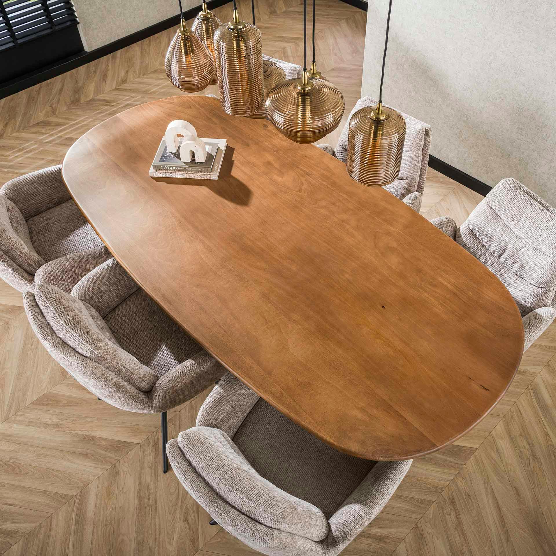 Table à manger moderne en bois de manguier avec pied central 180 cm CREEK