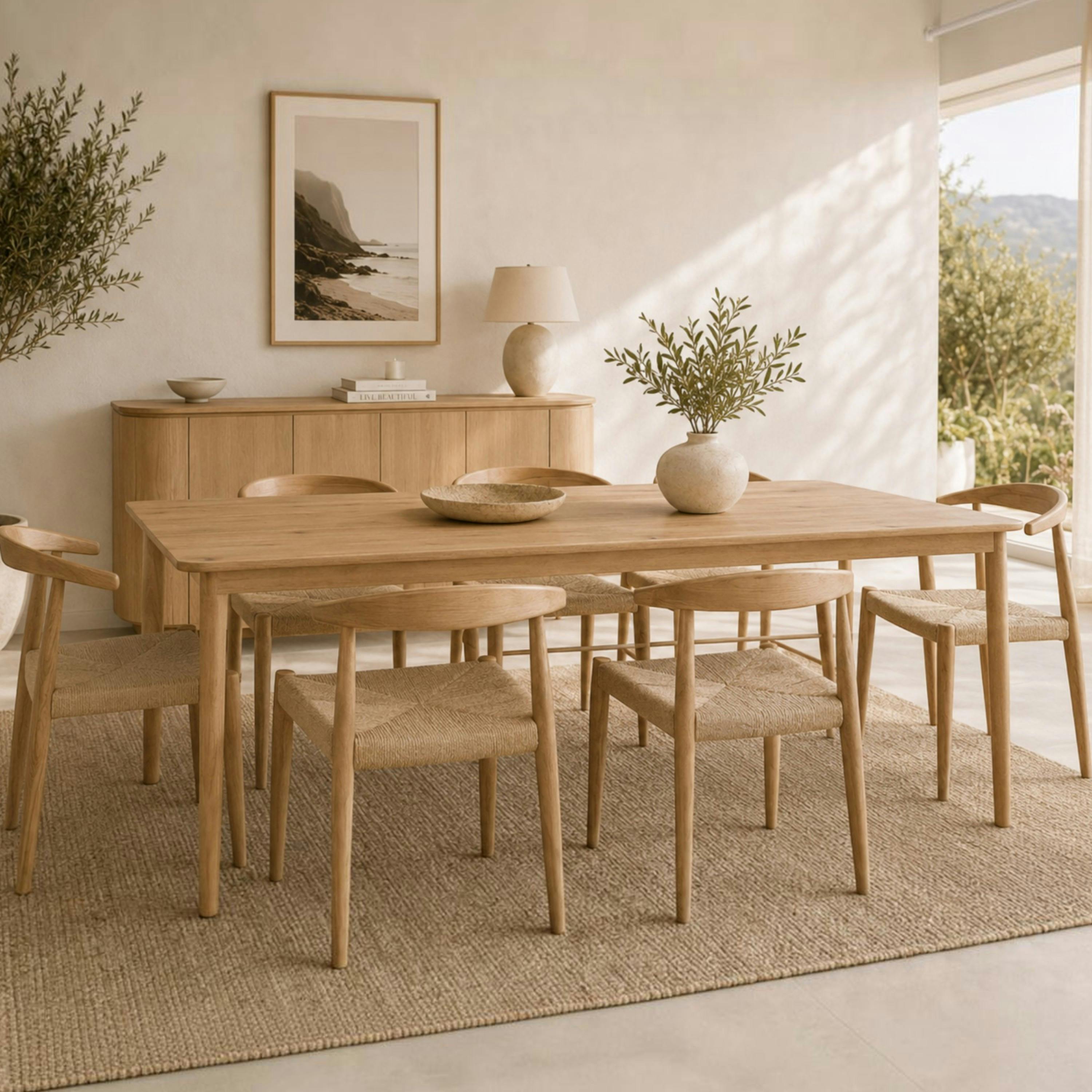 Table à manger moderne en chêne clair 220 cm LOREN