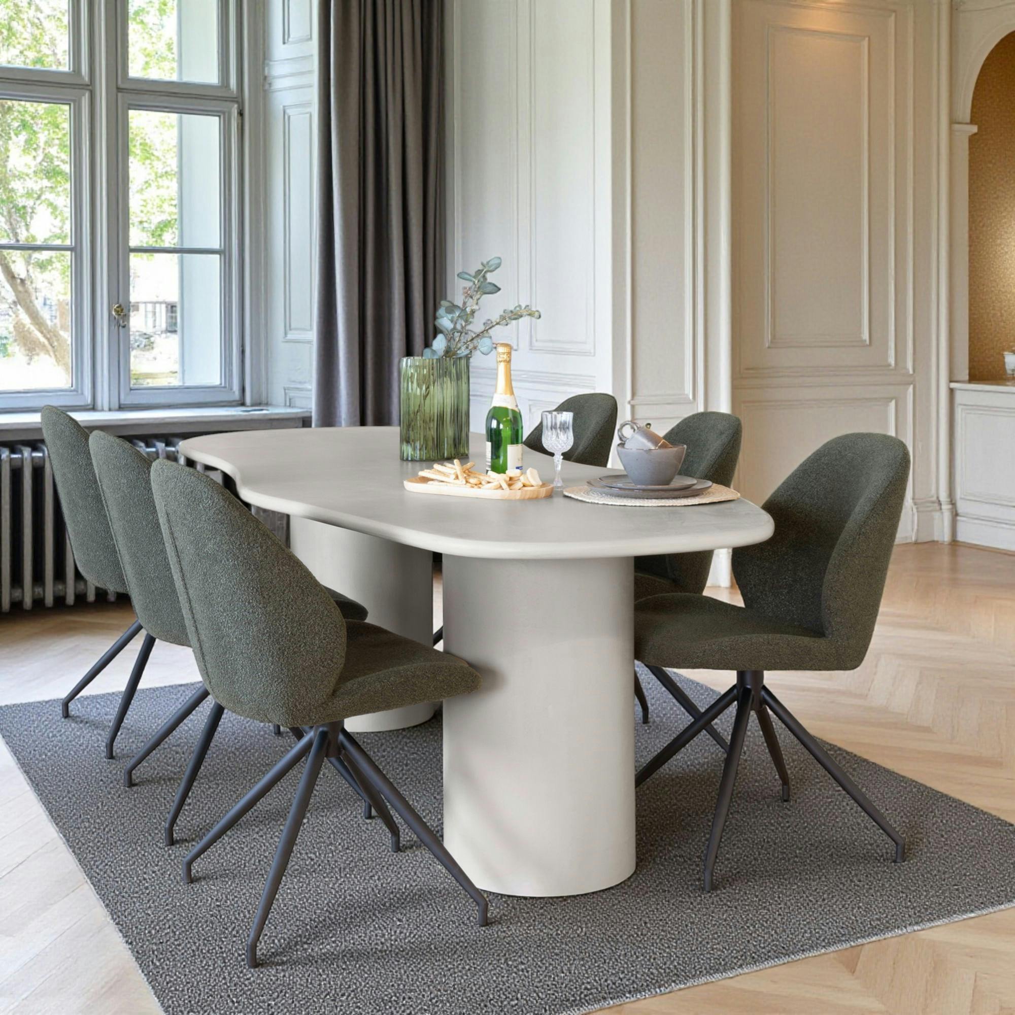 Table à manger moderne grise - organique, 200 cm ALBERTA