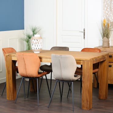 Table à manger moderne teck massif brossé 150 cm RIO